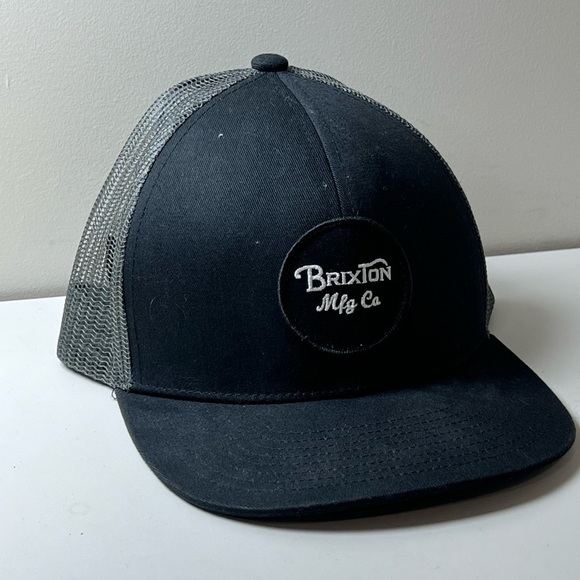 Classic Brixton Black and Gray Fromt Emblem Patch Logo Trucker Hat - Picture 1 of 4